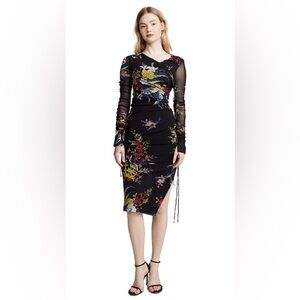 Diane von Furstenberg Camden Ruched Faux Wrap Dress Black Size 12